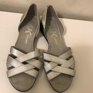 Anne Klein patent leather metallic sandals